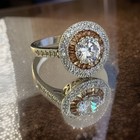 Vtg Art Deco Nouveau Copper Morganite Cz Halo Round Cut Cocktail Ring Sz8 Ss 925