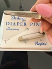Vintage Napier Sterling Silver Diaper Pins Pair W  Original Packaging Monogram