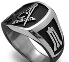 Free Mason Ring - Chiseled Face Freemasonry - Steel Silver Color Masonic Rings