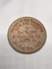 Vintage Wooden Nickel Token   1 5      Smiley   Engagement Souvenir Atlantic City