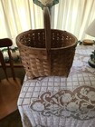 Antique Handmade Woven Gathering Basket With Handle 14   l X 14    Across X 14  Tall