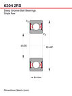 10 Pack 6204-2rs C3 Premium Rubber Sealed Ball Bearing  20x47x14mm  6204rs
