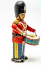Vintage Wind Up Tin Litho Toy Drummer Playing Soldier - Made In Japan