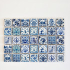 Miniature Blue Delft Ceramic Tiles Set   Dollhouse Floor   Wall Decor