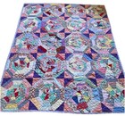 Vtg 1930 1940   s Spider Web Quilt Hand Quilted Multi Colors Lavender Backing