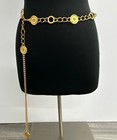 Vintage Rare St John Designer Runway Button Coin Gold Tone Chain Belt