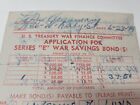 Application For Series  e  War Savings Bond Completed 1944 Carbon Copy