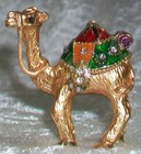 Vintage Miniature Gold Toned Metal Bejeweled Arabian Dromedary Camel Figurine