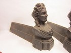 Antique French  terre  Cast Iron Maiden Bust Andirons Log Holders