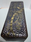 Antique Japanese Black Lacquer Box Gold Cherry Blossom Scroll Glove Box Vtg