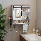 Wall Mounted Bathroom Cabinet Medicine Cabinet Organizer W mirror Door   5 Hooks