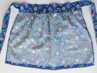 Vintage Blue Flowered Apron Long Ties Pocket Lace Trim Hand Stitched 18 1 2  L