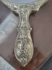 Vintage Silver-plated Vanity Hand Mirror Ornate victorian-style Floral Rose 