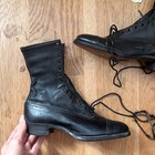 Antique Victorian edwardian Black Leather Lace-up Boots - Hand Restored Og Laces