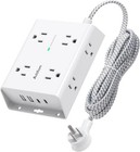 Surge Protector Power Strip 8 Outlet 4 Usb Ports 1080 Joules 10 Ft Cord Flat