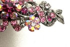 Barrette Pink Flowers Rhinestones Crystal Hair Clip Claw 2 5    Silver Tone