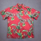 Cooke Street Hawaiian-style Aloha Shirt Birds Of Paradise Design Red Large