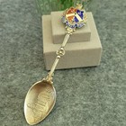 1919 Fattorini   Sons Sterling Silver Enamel Crest Souvenir Spoon 23g Birmingham