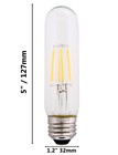 Clear 3 5w Led T10 Tubular Light Bulb - Nickel Plated E26 Medium Base - 4 Pack