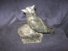   Lqqk    Nice Inuit Hand Carved Stone Bird Sculpture     Cardinal Like   Heavy 