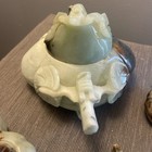 Hand Carved Jade Stone Tea Set     Chinese Style Decorative Teapot   Cups Trio
