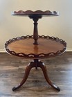 Vintage Antique 2 Tier Table Pie Crust Dumb Waiter Mahogany Wood Claw Foot Read