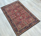 Vintage Hand Knotted Rug 4 X 6 Oriental Bijar 100  Wool Handmade Rust blue