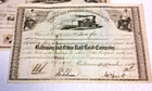 5 - 1859 Baltimore   Ohio Railroad Company Stock Certificates  100 A Share