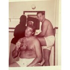 Vintage 1955 Kodak Photo Candid Men In Underwear Bathroom Snapshot Feb 21 1955