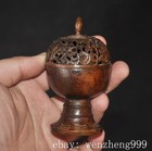 3 6 old China Ancient Dynasty Bronze Fushou Flower Incense Burner Censer Statue