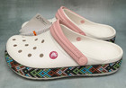 Crocs White Gallery Crocband Dark Geomtric Classic Clogs W 8 M 6 Nwt