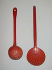 Old Antique Vtg Ca 1800s Pr Folk Art Hand Painted Tin Toleware Dipper Strainers