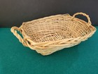 Vintage Hand Woven Wicker Rattan Basket W handles  Rectangle   12  X 10  X 5 