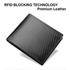 Men s Slim Wallet Rfid Blocking Carbon Fiber Leather Bifold Card Id Holder