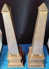 Pair Of Stately Vintage Brass Obelisk 21 1 2 h X 6  X 6 