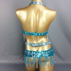 Handmade Beaded Belly Dance Costume Bra Belt Hollywood Carnival Dancing Wear