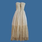 Vintage 50s Strapless Wedding Dress Lace Tulle Sweetheart Ivory Size 0-2 Gown