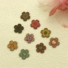 50ps Vintage Flower Wooden Buttons 2-hole Decorative Craft Sewing Diy Buttons