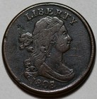 1808 7 Draped Bust Half Cent  c-2  - Graffiti - Us 1 2c Copper Coin