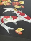 King Silk Art Koi Fishes Handmade Embroidery 13    Artwork Koi Fish Leaves  Framed