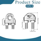 20pcs M10 3 8  Wire Rope Cable Clamps Stainless Steel U-bolt Fasteners