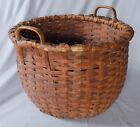Large Antique American Ash Splint Storage Basket Apples Potato Gathering 19th C