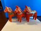 3 Vintage 4  Swedish Dala Horses  Hand Carved And Painted tillv Ga Olsson