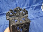 Vintage Cast Iron Hanging Wall Mounted Match Stick Box Safe Toothpick Holder Lid
