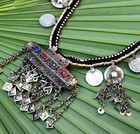 Long Tribal Necklace Belly Dance Big Pill Prayer Box Turkmen Ethnic Afghan Kuchi