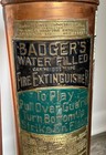 Vintage Badger s Water-filled Fire Extinguisher Copper Brass Somerville Ma Empty