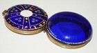 Antique French Hinged Top Cobalt Blue Glass Container W  Enamel Decoration  mow 
