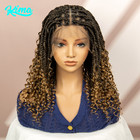 14 Inches Box Braided Wigs Full Lace Synthetic Braided Wigs Curly Boho Braids
