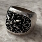 Chrome Hearts Oval Star Ring Size 9   925 Silver   24 Grams   Fast Ship