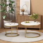 2pcs Round End Side Table Living Room Small Metal Coffee Table Nightstands 27 5 